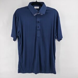 Collars‎ & Co Dress Collar Polo Shirt Men's Size Medium Stretch Solid Navy Golf